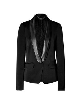 Tibi black tuxedo jacket Womens Size 8 leather lapels Formal New Years